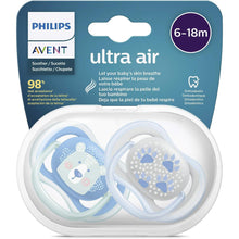 Carica l&#39;immagine nel visualizzatore di Gallery, Philips Avent SCF085/03 - Succhietto Ultra air, Lascia respirare la pelle del tuo bambino, Ortodontico &amp; senza BPA, 6-18 m, confezione da 2 pz