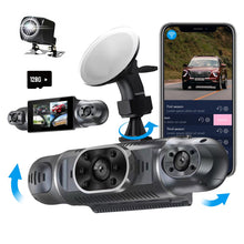 Carica l'immagine nel visualizzatore di Gallery, Dash Cam Auto 360 Gradi, con 4 Telecamere 1080P Anteriore e Posteriore Sinistra Destra, Dashcam Auto con WiFi, Parcheggio 24 ore, Telecamera Auto Atti Vandalici con Visione Notturna con 128 GB