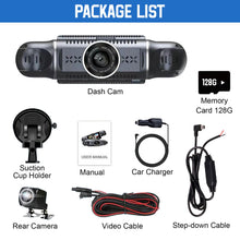 Carica l'immagine nel visualizzatore di Gallery, Dash Cam Auto 360 Gradi, con 4 Telecamere 1080P Anteriore e Posteriore Sinistra Destra, Dashcam Auto con WiFi, Parcheggio 24 ore, Telecamera Auto Atti Vandalici con Visione Notturna con 128 GB