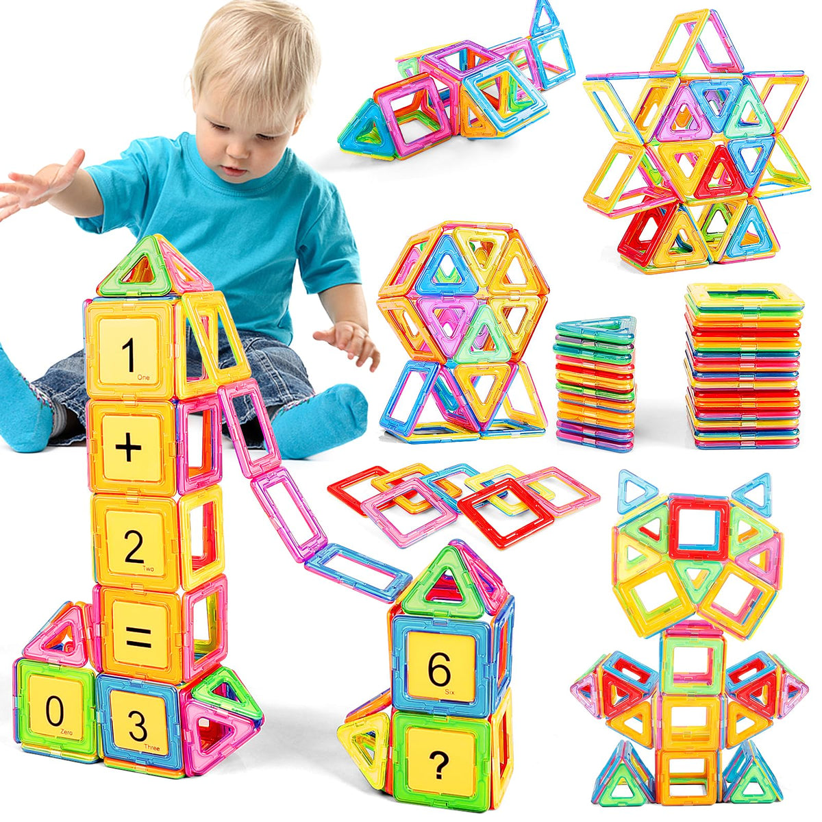 48 Pezzi Blocchi Magnetici Da Costruzione Per Bambini 3+ – Giocattolo STEM In Valigetta Metallo, Compatibili Con Altri Marchi - 3
