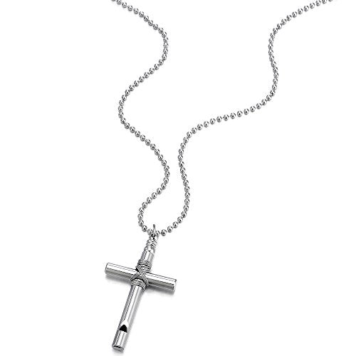 COOLSTEELANDBEYOND Ciondolo Croce Rovesciata Minimalista In Acciaio Inox Con Catena 75 Cm - Unisex