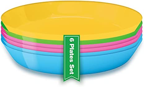 Youngever 9 Set 20cm Piatti di Plastica, Formato Bambino Piccolo, Piatti per Bambini, Piatti per