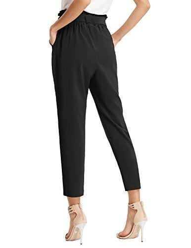 GRACE KARIN Pantaloni da Ufficio Business da Donna con Cravatta Regolabile Pantaloni Larghe e Fluide con Tasche a Gamba Larga