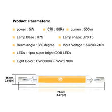 Carica l'immagine nel visualizzatore di Gallery, Bonlux R7S LED 78mm Lampadina 5 Watt 2-Pezzi 5w r7s Fila, Bianco Calda - Ilgrandebazar