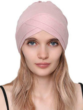 Carica l'immagine nel visualizzatore di Gallery, Deresina Cuffia in Cotone con Fascia Frontale Modello W per chemio