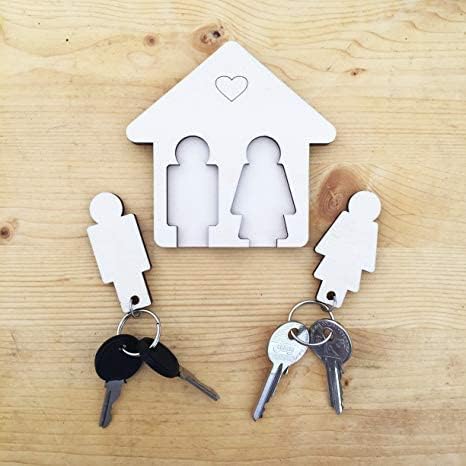 Portachiavi A Cuore Per Coppie – In Acciaio Inox E ABS – Regalo Anniversario O Casa Nuova