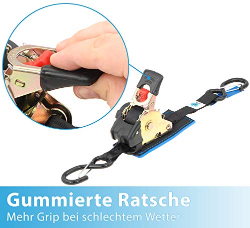 2 Cinghie Di Fissaggio A Cricchetto Autoavvolgenti | Per Auto, Camion, Moto, Portanza 680kg - Foto 3