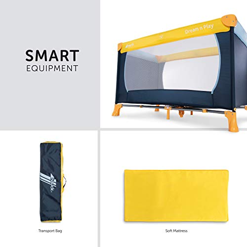 Hauck Lettino Da Viaggio Dream N Play – Culla Pieghevole 60x120 Cm Con Borsa, Fino A 15 Kg, Box Per Neonati, Multicolore Blu