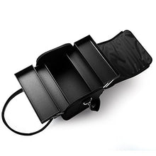 Carica l'immagine nel visualizzatore di Gallery, HBF Borsa Cosmetici Nera in Pelle Tracolla Rimovibile Organizer Make...