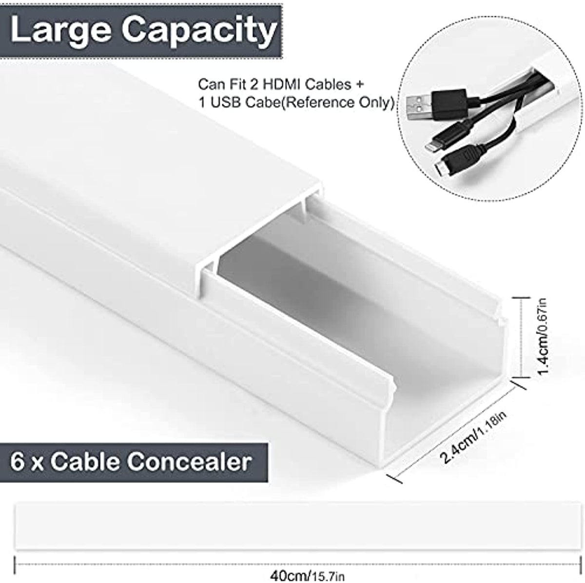 DazSpirit Kit Canalina per Cavi, 6 Canalina Passacavi Autoadesiva Bianco, Canalina  Passacavi TV e Muro,240mm Canalina Passacavi Pavimento,Canalina Per Cavi  per …