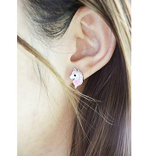 Katy Craig Ltd Orecchini A Forma Di Unicorno In Argento Sterling 925 - Gioiello Per Bambine E Ragazze - Confezione Regalo