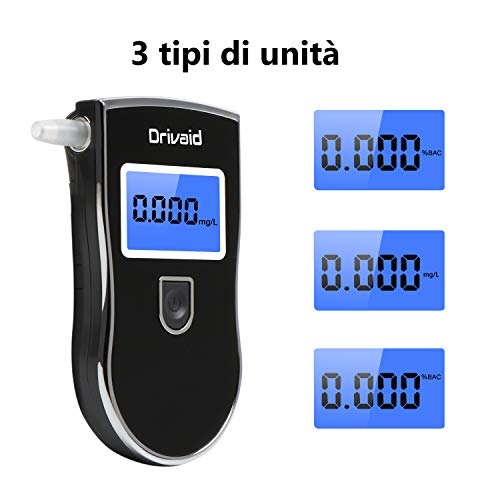 Drivaid Etilometro Portatile Digitale, Alcool Test Professionale con S –