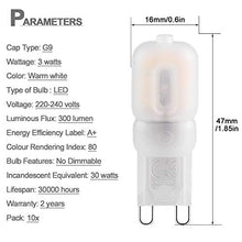Carica l'immagine nel visualizzatore di Gallery, Lampadine LED G9, Bombubilla G9 220V Bianca Calda 3000K 3W = Bianco Caldo