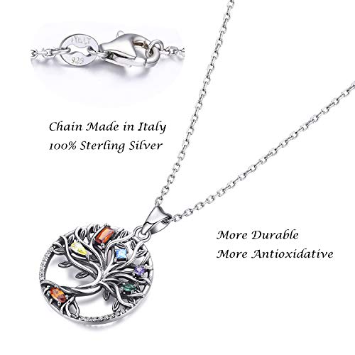 Collana In Argento 925 Con Albero Della Vita E Zirconi Verdi – Gioiello Ipoallergenico Per Donna