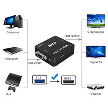 Carica l'immagine nel visualizzatore di Gallery, Adattatore VGA a HDMI, GANA 1080P Full HD Convertitore D-SUB a HDMI con cavo... - Ilgrandebazar