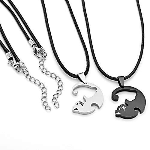 Jovivi Collana Con Ciondolo Gatto In Pietra Naturale Ametista - Catena In Acciaio Inox, Regalo Per Donne E Ragazze