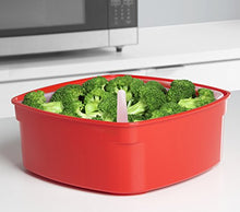 Carica l'immagine nel visualizzatore di Gallery, Sistema Vaporiera grande da microonde 3,2 L, 23.9 x x 10.9 cm Large, Red