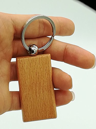 25 Portachiavi Rettangolari In Legno Vuoti – Faggio Naturale, Per Pirografia E Pittura Fai Da Te (4,5x3 Cm) - 3
