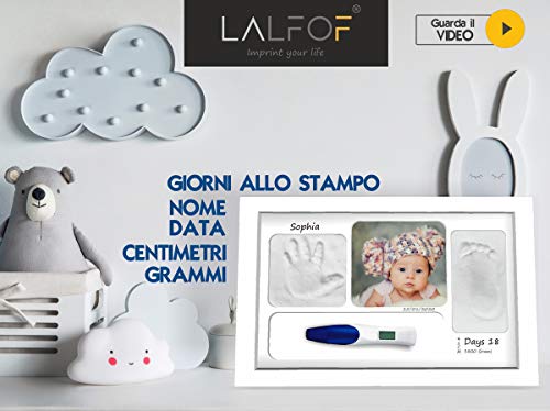 Kit Impronte Mani E Piedi Bambino - Cornice Gesso Con Lettere E Numeri AMARI