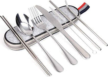 Carica l'immagine nel visualizzatore di Gallery, Lawei - Set di posate da viaggio 16 pezzi, in acciaio inox, con coltello,...