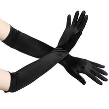 Carica l'immagine nel visualizzatore di Gallery, Babeyond Lunghi Guanti Donna Eleganti Sposa di Raso Liscio 52cm/Nero - Ilgrandebazar