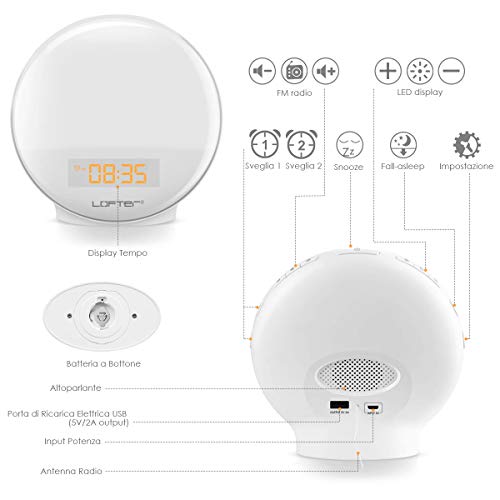 Lampada d'atmosfera con ricarica wireless, Luce RGB Alba Sveglia Lampada Macchina del suono notturno Luce di sveglia, Lampada d'atmosfera intelligente Altoparlante Bluetooth per Camera da letto