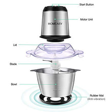 Carica l'immagine nel visualizzatore di Gallery, Tritatutto Elettrico, homeasy 2L Frullatore Multifunzionale con Ciotola in