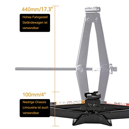 Cric Auto 2 Tonnellate - Martinetto A Forbice, Altezza 110-400 Mm, Per Auto E SUV - Foto 8