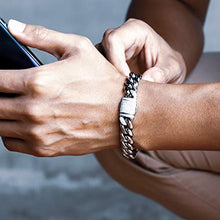 Carica l'immagine nel visualizzatore di Gallery, KRKC&CO Bracciale a Catena Cubana, Cubano Acciaio Grosso Uomo in... - Ilgrandebazar