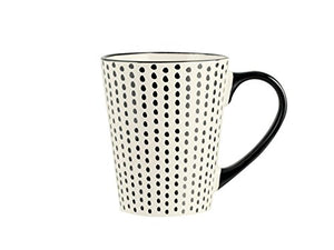 H&H Vhera Set 6 Tazze Mug, Stoneware, Crema/Nero, 350 ml - Ilgrandebazar