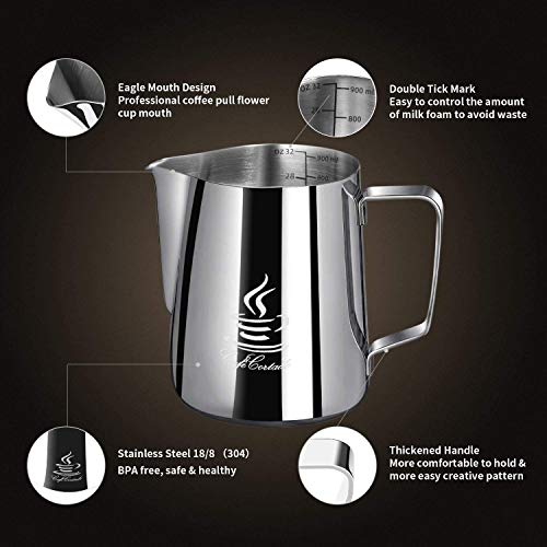 brocca per lattiera, 90 ml, in acciaio inox, per latte e salsa, con manico, per latte e caffè brocca per lattiera, 90 ml, in acciaio inox, per latte e salsa, con manico, per latte e caffè