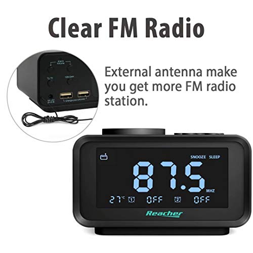 Radiosveglia Digitale Con 2 Sveglie, Controllo Automatico Ora E Temperatura - Bianco