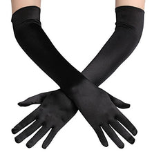 Carica l'immagine nel visualizzatore di Gallery, Babeyond Lunghi Guanti Donna Eleganti Sposa di Raso Liscio 52cm/Nero - Ilgrandebazar
