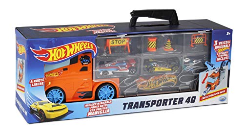 ODS - Transporter 40 Hot Wheels Camion Mallette avec voiture d'origine incluse, couleur bleue, 42033