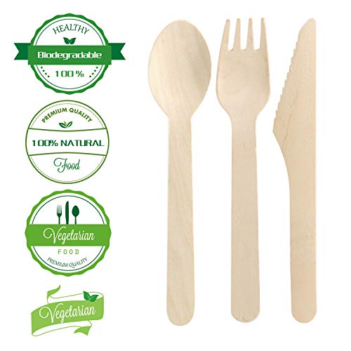 Commerline Set di Cucchiai in Legno Monouso | 100 Pezzi | Stoviglie Ecologiche Usa e Getta per Feste, Picnic, Eventi e Catering