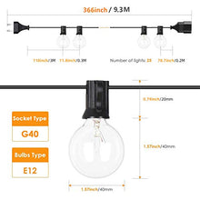 Carica l'immagine nel visualizzatore di Gallery, Albrillo Catene Luminose Esterno - 9.3M Light String con Lampadine G40