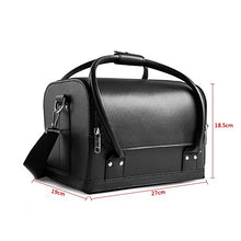 Carica l'immagine nel visualizzatore di Gallery, HBF Borsa Cosmetici Nera in Pelle Tracolla Rimovibile Organizer Make...