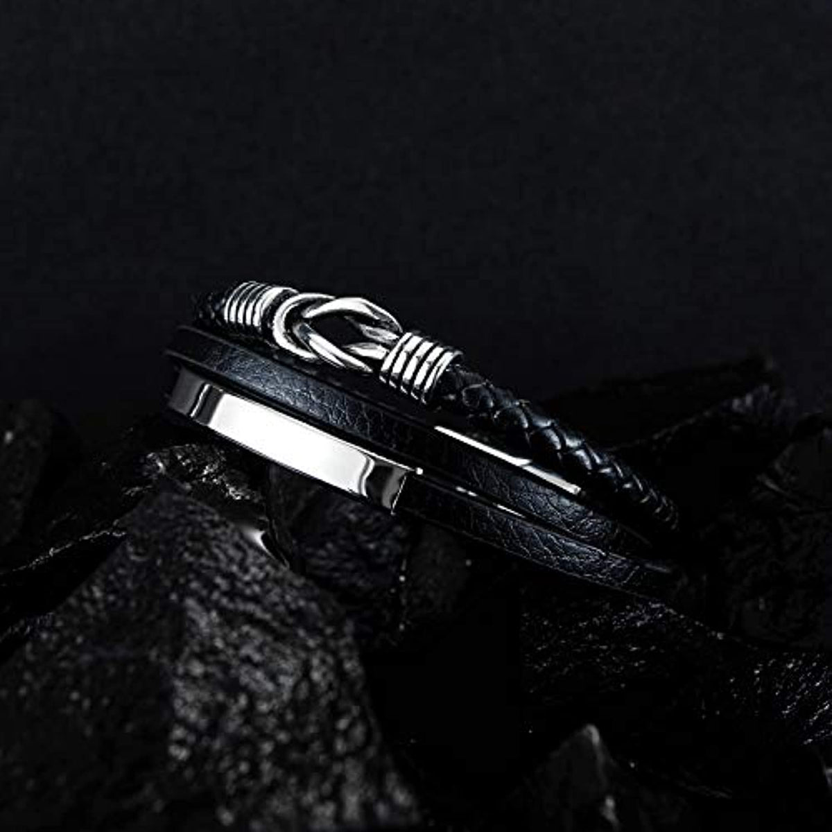 Bracciale da Uomo Pelle Nera Bracciali con Cinturino Bracciale da Uomo Pelle Nera Bracciali con Cinturino