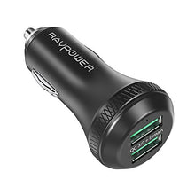 Carica l'immagine nel visualizzatore di Gallery, RAVPower Caricatore Adattatore Doppio per Auto USB 40W 3A Quick Charge Nero