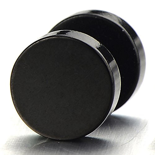 5-16MM Nero Cerchio Orecchini da Uomo Donna, Finto Dilatatore Larghezz 5-16MM Nero Cerchio Orecchini da Uomo Donna, Finto Dilatatore Larghezz