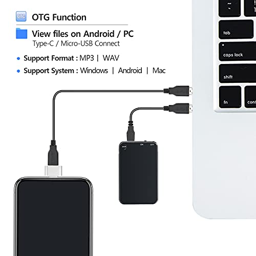 Registratore Vocale Portatile Telefo 64GB – Mini, Attivazione Vocale, 50 Ore Di Autonomia, Per Lezioni E Riunioni, Con Uscita OTG