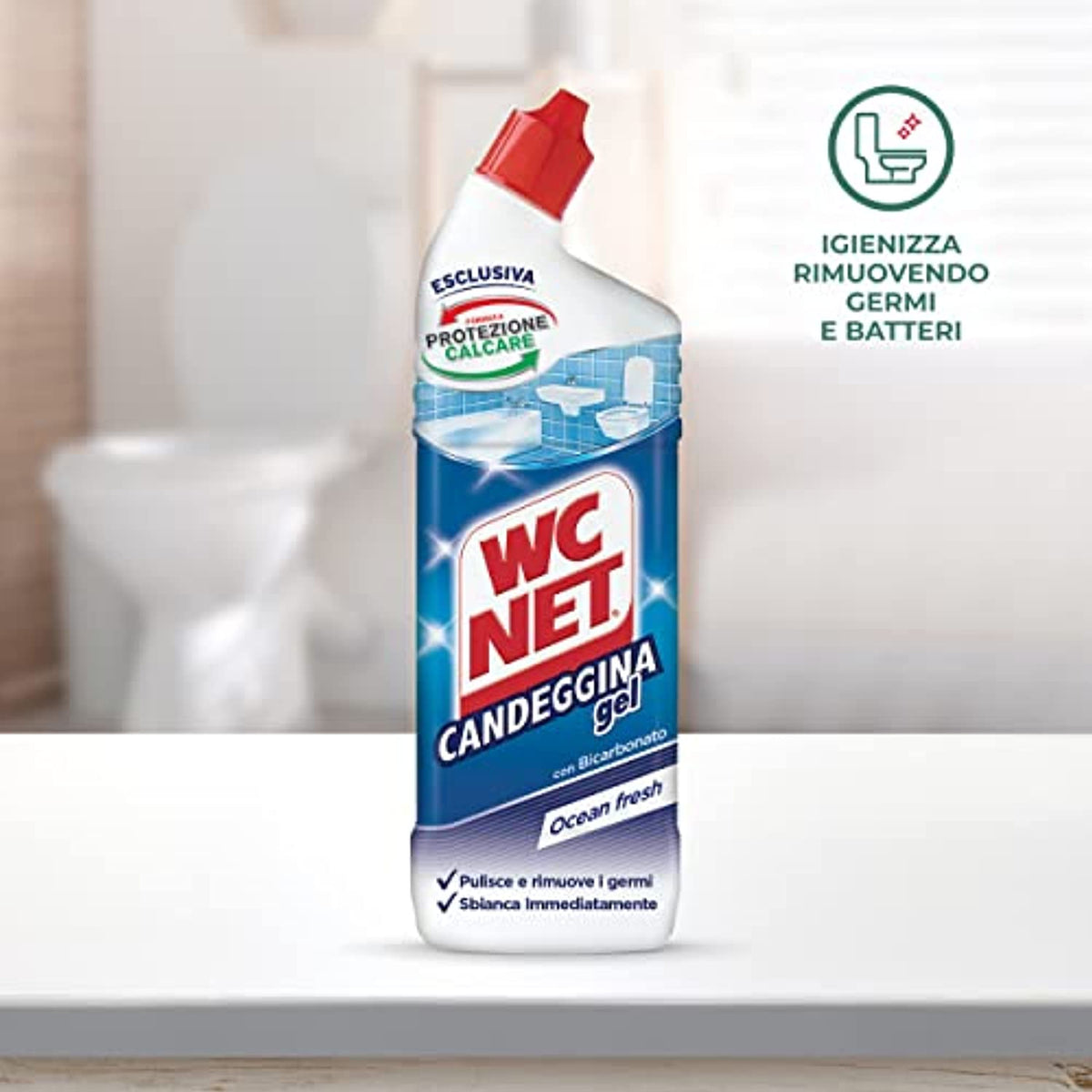 Wc Net - Candeggina Gel Extra White, Detergente per Sanitari e Superfi –