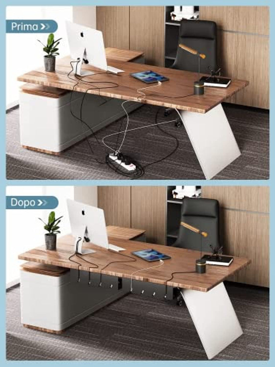 Cable Management Scrivania - Raccogli Cavi Scrivania Sotto - Porta Cavi Scrivania - Nascondi - Foto 7
