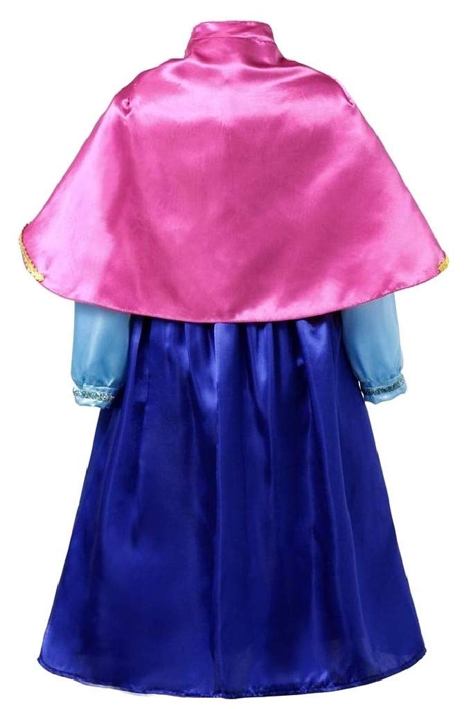 Costume Principessa Anna Per Bambina Con Accessori – Abito In Tulle Verde Per Carnevale E Feste (110 Cm, 3-4 Anni)