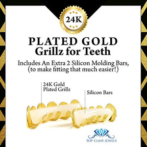 Grillz placcato in oro 24K per bocca set denti Hip Hop superiore inferiore +... - Ilgrandebazar