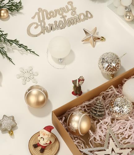 44 Palline Di Natale Infrangibili Rosse E Oro - Set Addobbi Con Forme Miste E Gancio - 2