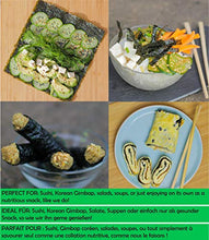 Carica l'immagine nel visualizzatore di Gallery, Nori Sushi Fogli di Alghe - 50 fogli interi, 125g [cotto al Sapore Ricco