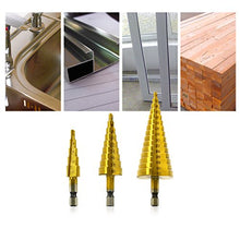 Carica l'immagine nel visualizzatore di Gallery, Hiveseen Kit 3 Punte Coniche, Fresa Conica Trapano a Gradini, HSS Titanium,... - Ilgrandebazar