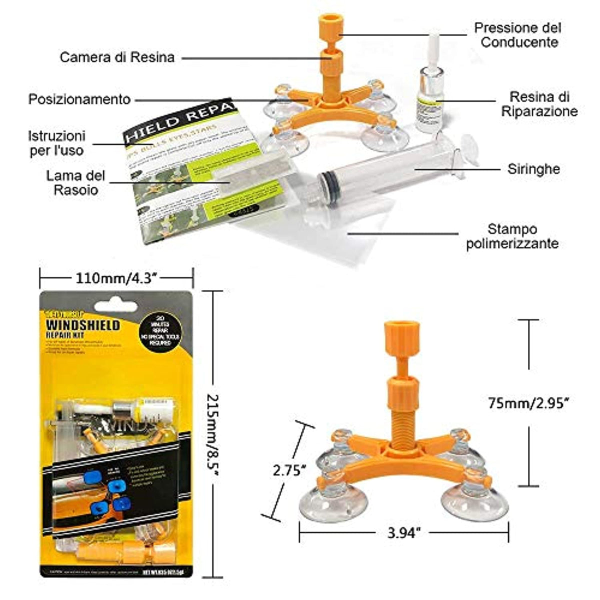 Kit riparazione crepe del vetro parabrezza auto
