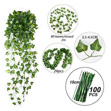 Carica l'immagine nel visualizzatore di Gallery, BETESSIN Edera Artificiale Finta 24 Pezzi Pianta Rampicante...